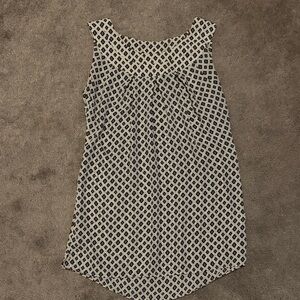 CAbi Black, Blue, & Cream Geometric sleeveless layering top - Size Medium